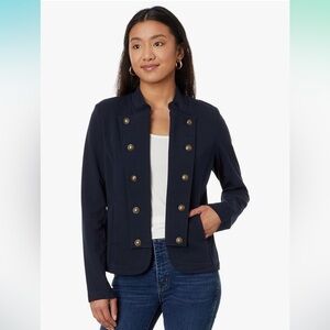 NWT Tommy Hilfiger Black Military Style Double-Breasted Blazer Band Jacket Sz L
